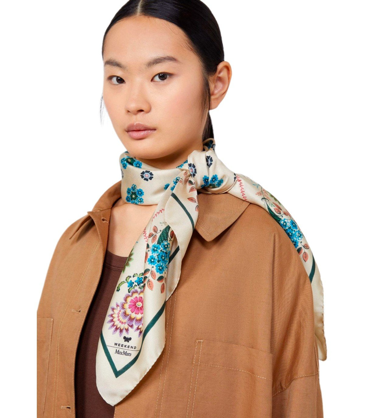 MAX MARA WEEKEND ONESTO BEIGE FOULARD SCARF