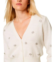 TWINSET WHITE CROPPED CARDIGAN