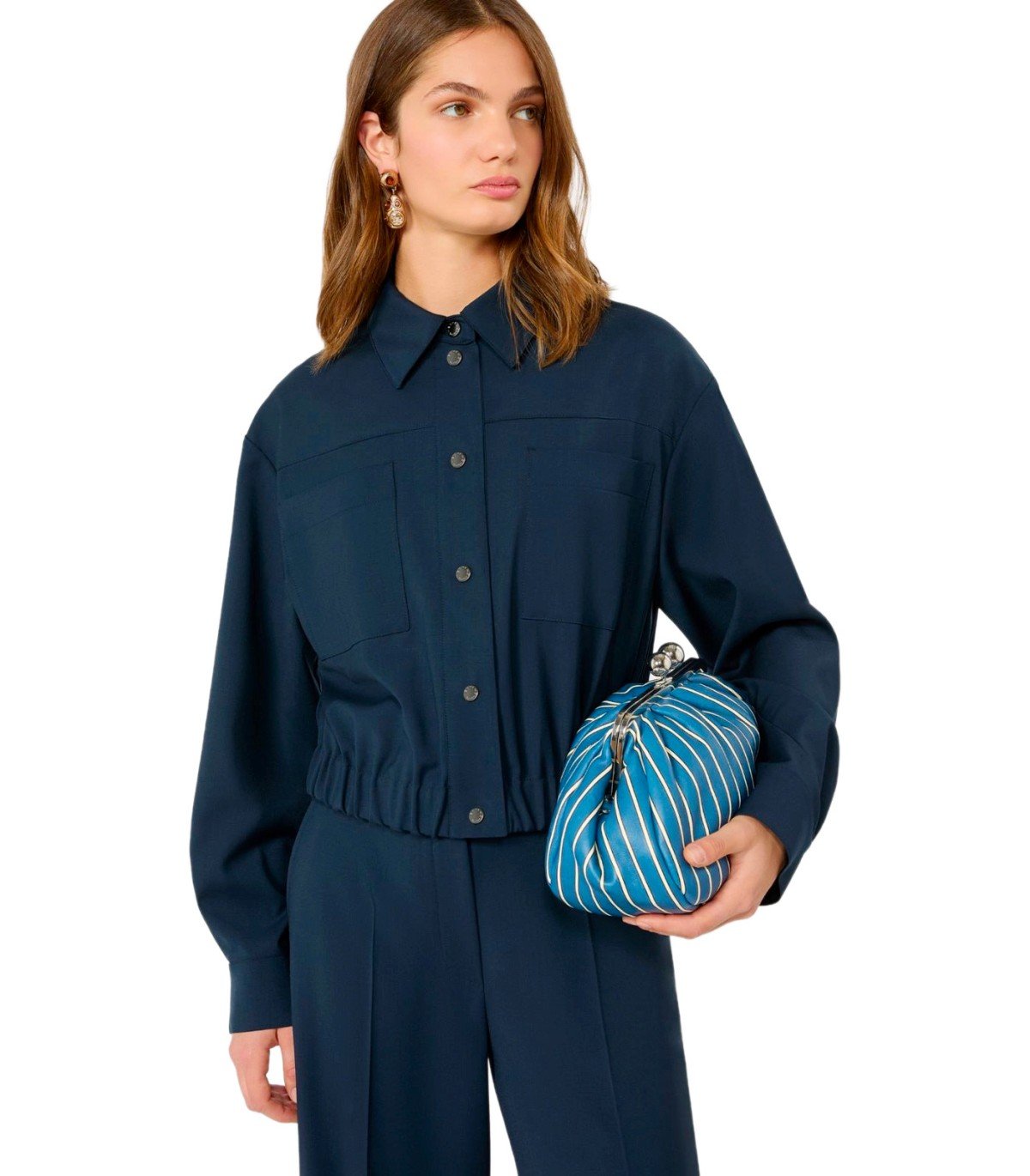 MAX MARA WEEKEND DECANO BLUE SHIRT JACKET