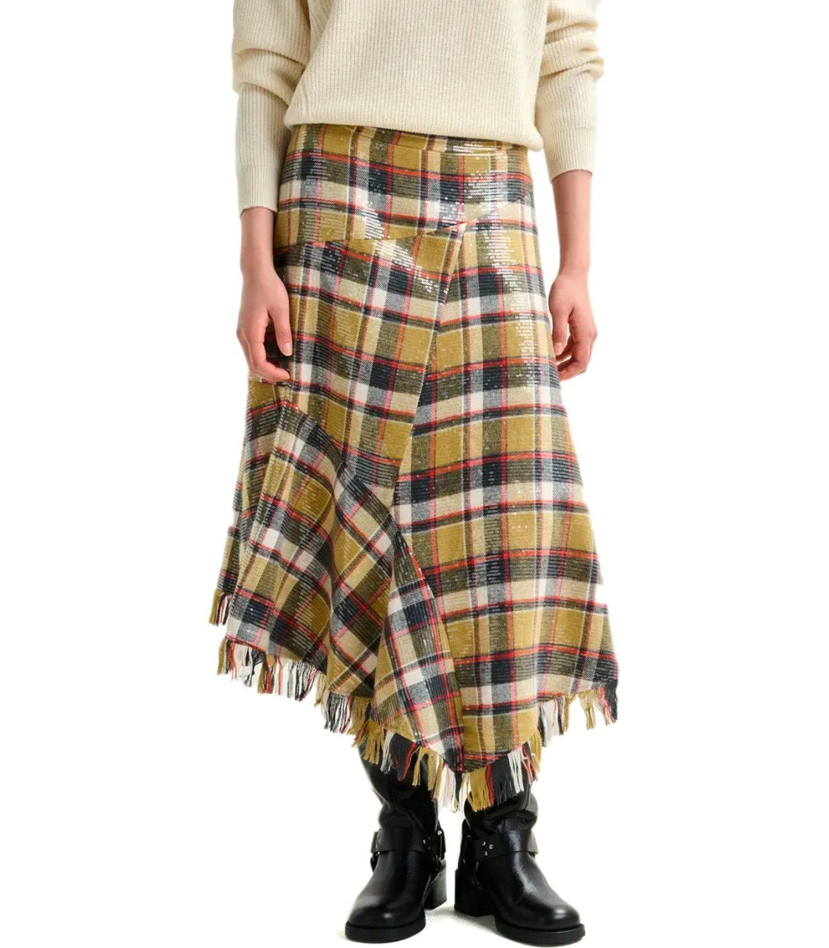 GONNA MIDI IPLAID BEIGE ESSENTIEL ANTWERP