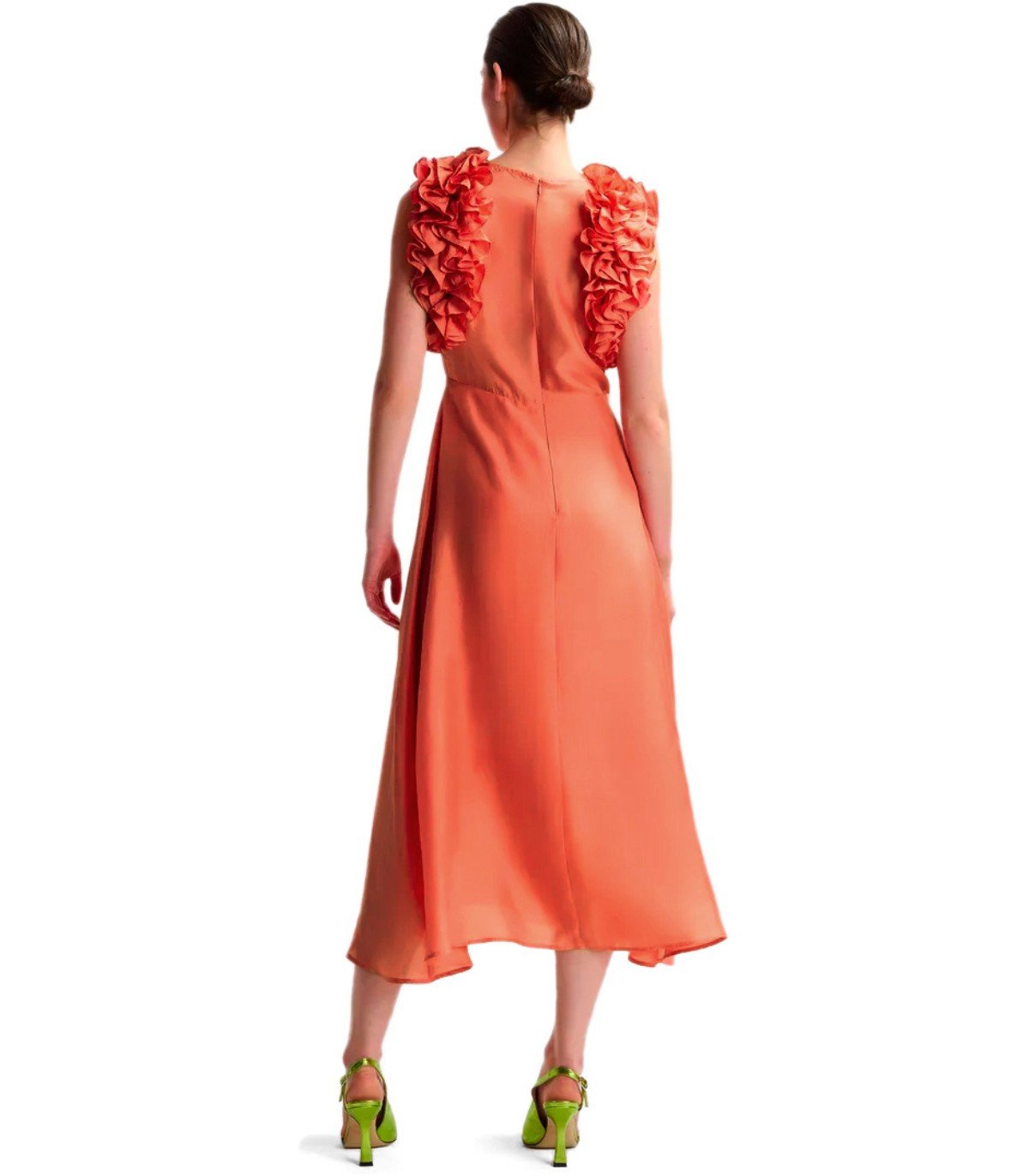 ESSENTIEL ANTWERP HEXICO CORAL MIDI DRESS