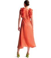 ESSENTIEL ANTWERP HEXICO CORAL MIDI DRESS