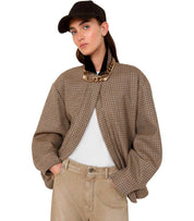 MAX MARA WEEKEND HOUNDSTOOTH FESTA BROWN JACKET