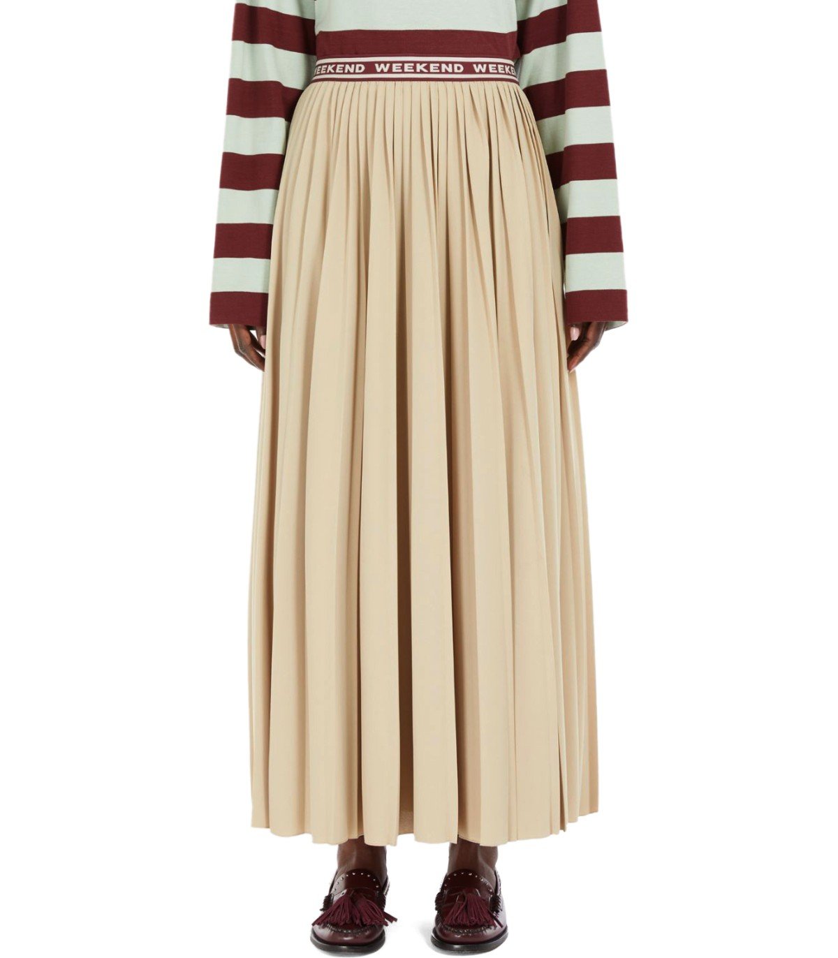 MAX MARA WEEKEND BLEU SABBIA PLEATED SKIRT