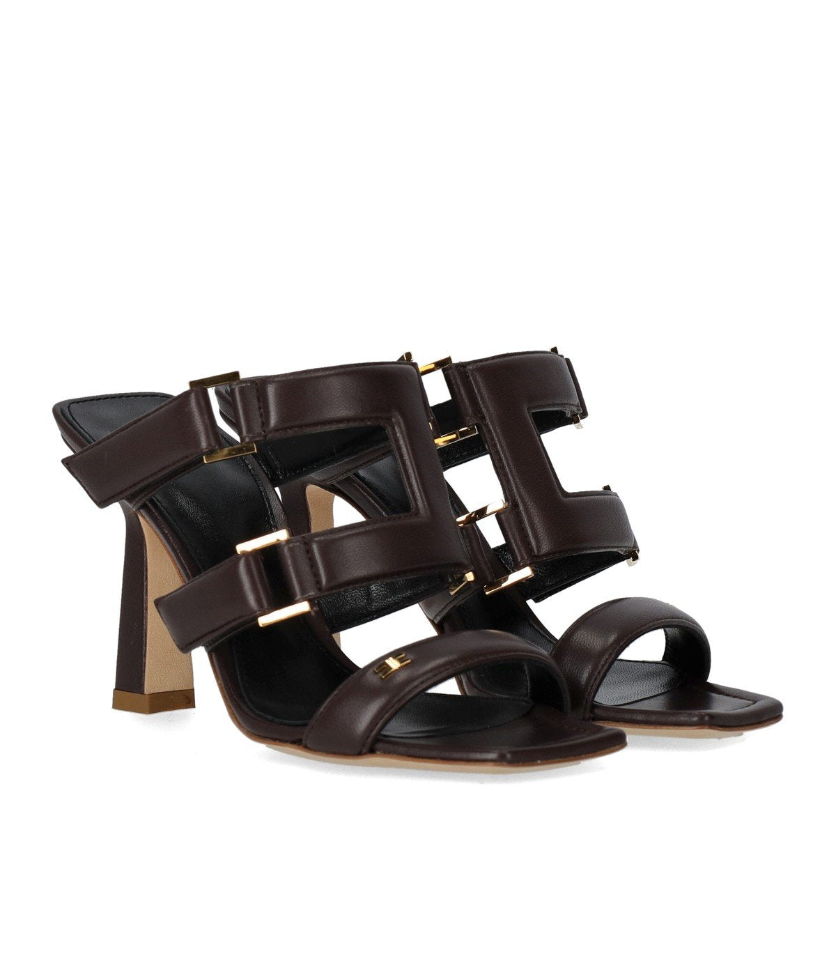 ELISABETTA FRANCHI BRAUNE MULE MIT ABSATZ