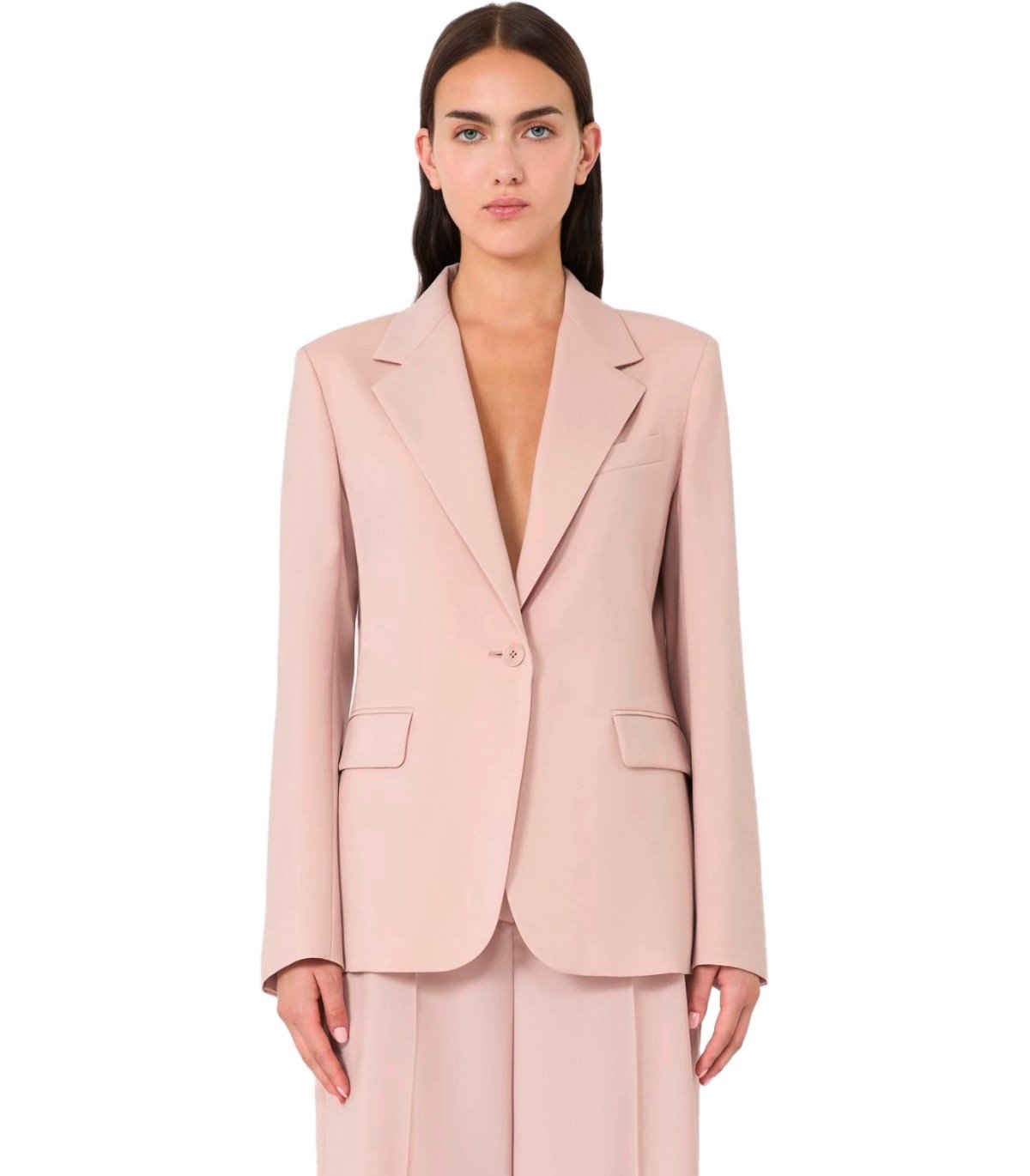 MAX MARA WEEKEND LAMINE PINK SINGLE-BREASTED BLAZER
