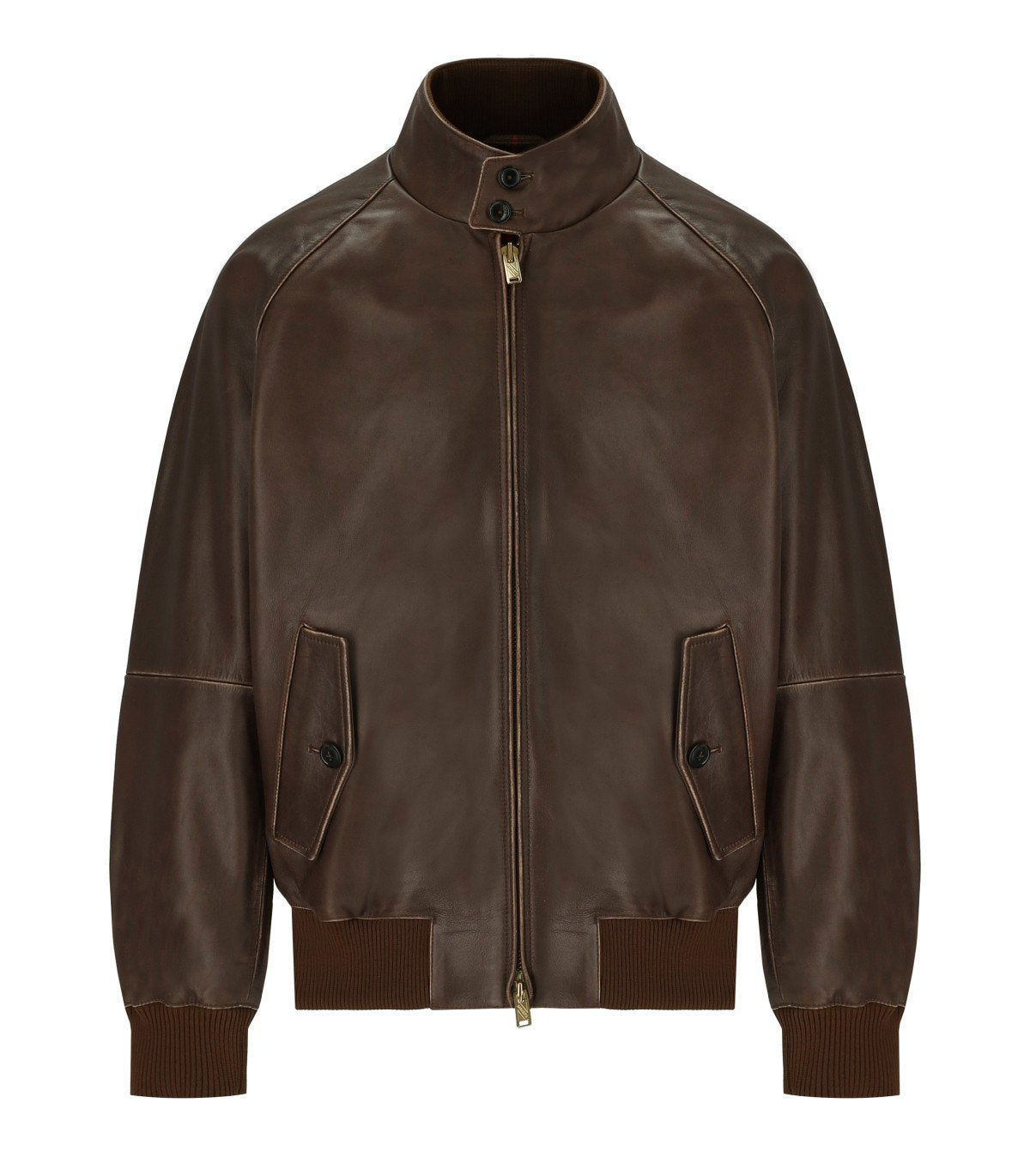 BARACUTA G9 LEATHER CHOCOLATE BOMBER JACKET