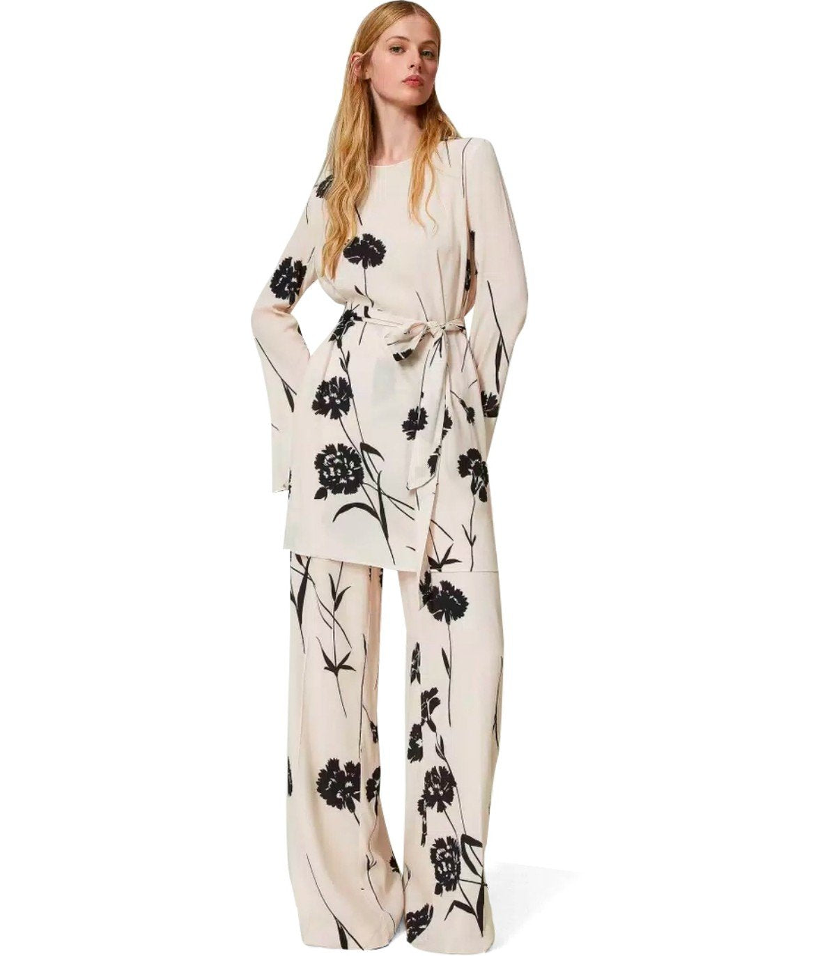 TWINSET CREME JURK MET BLOEMEN