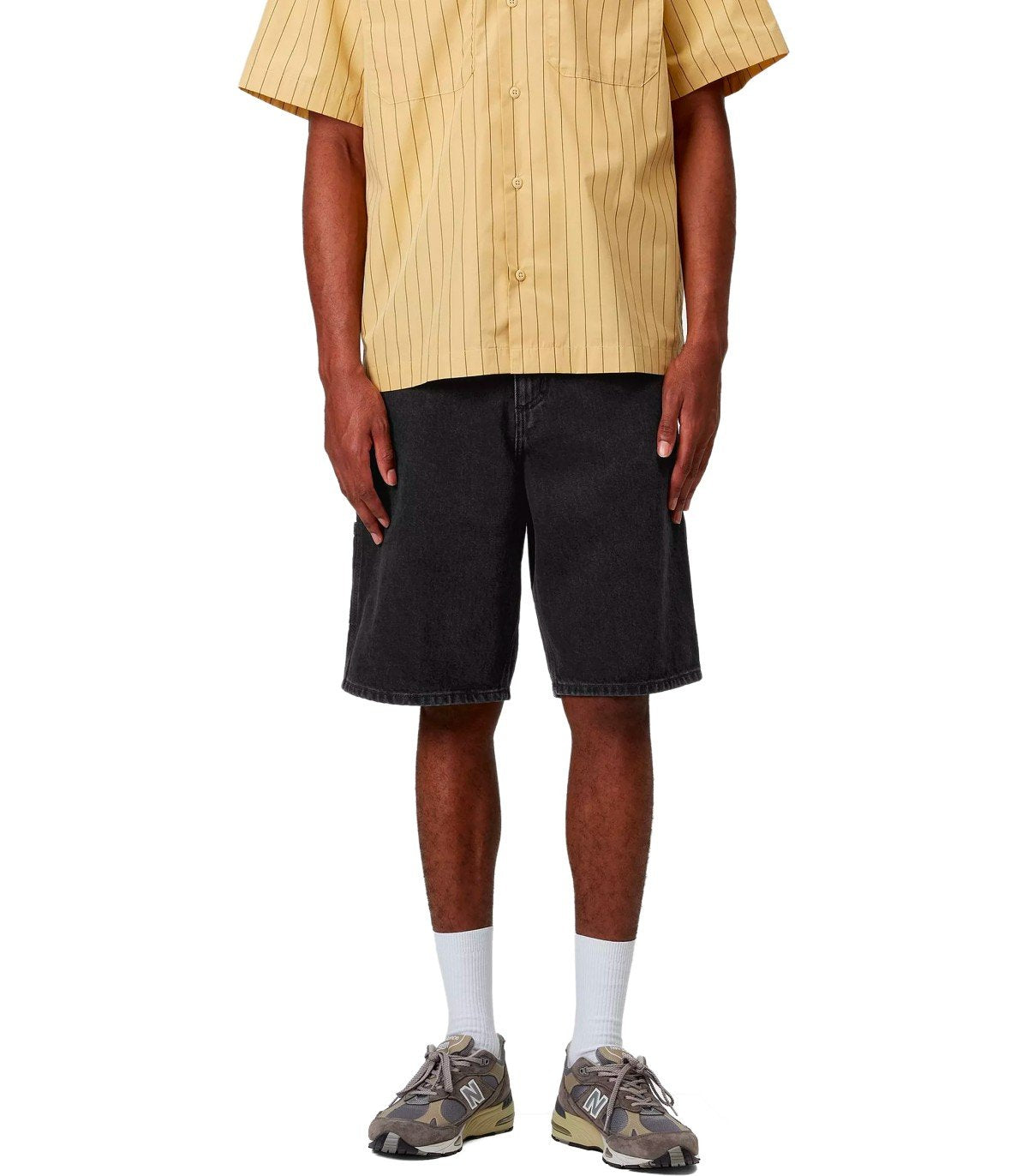 CARHARTT WIP SINGLE KNEE BLACK BERMUDA SHORTS