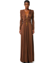 ELISABETTA FRANCHI RED CARPET BROWN SUGAR DRESS