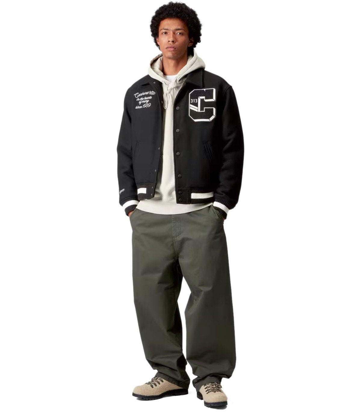 CARHARTT WIP WORLD CLASS BLACK VARSITY JACKET