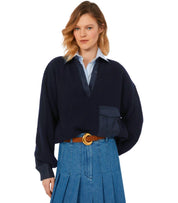 MAX MARA WEEKEND VANDA BLUE POLO SWEATER