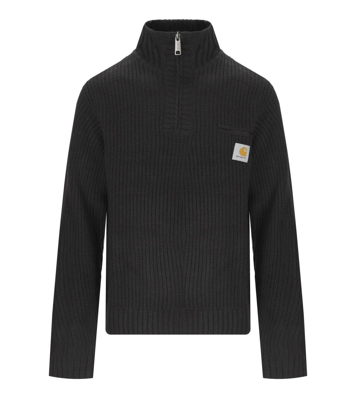 CARHARTT WIP DETROIT HALF ZIP BLACK SWEATER