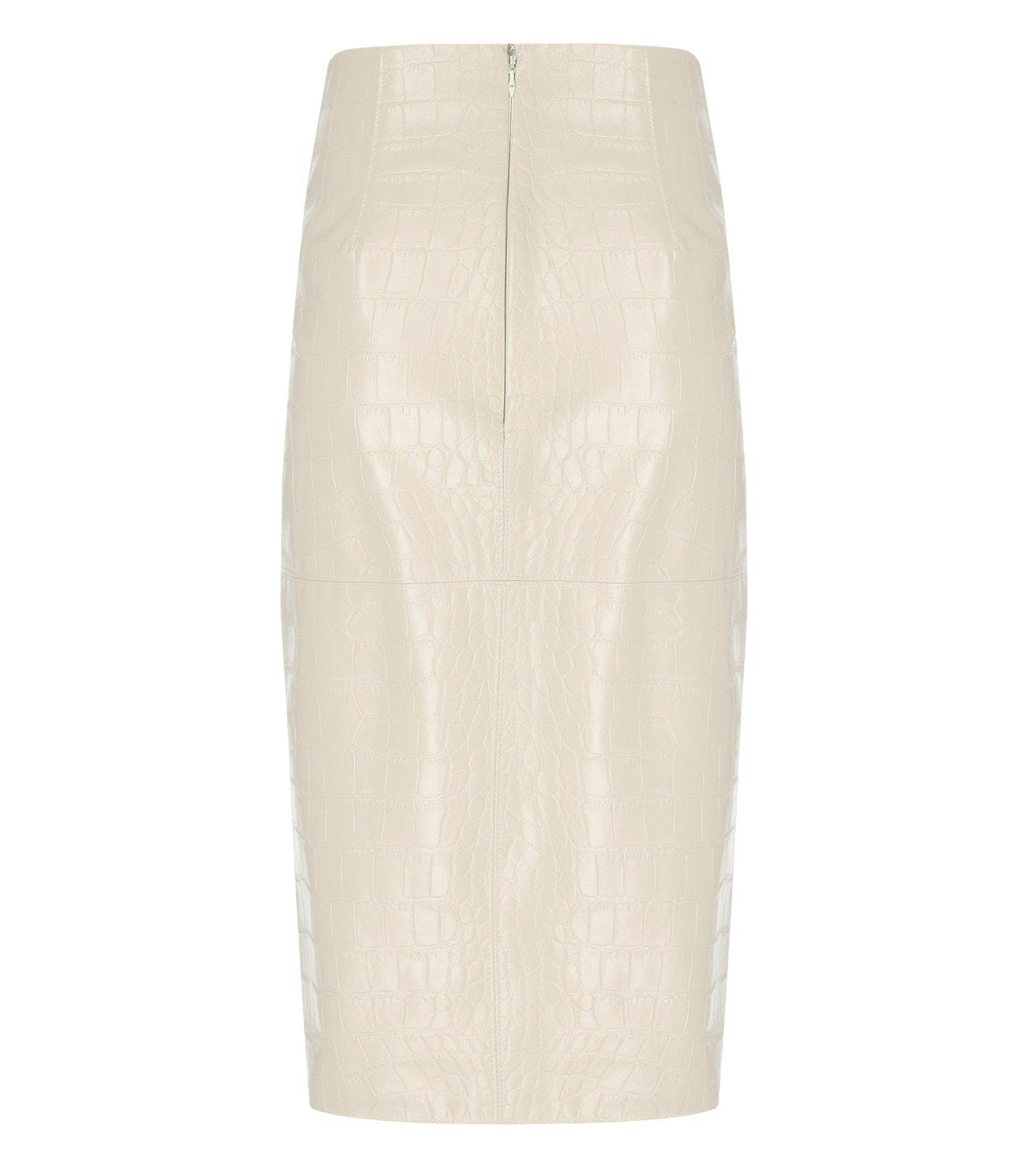 ELISABETTA FRANCHI MILK MIDI SKIRT WITH CROCO-PRINT