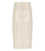 ELISABETTA FRANCHI MILK MIDI SKIRT WITH CROCO-PRINT