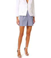 ELISABETTA FRANCHI STRIPED BLUE AND WHITE SHORTS