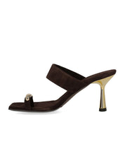 SERGIO LEVANTESI IRIDE BROWN HEELED MULE
