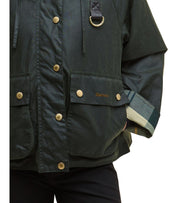 BARBOUR REIGHTON WAX GREEN HOODED JACKET