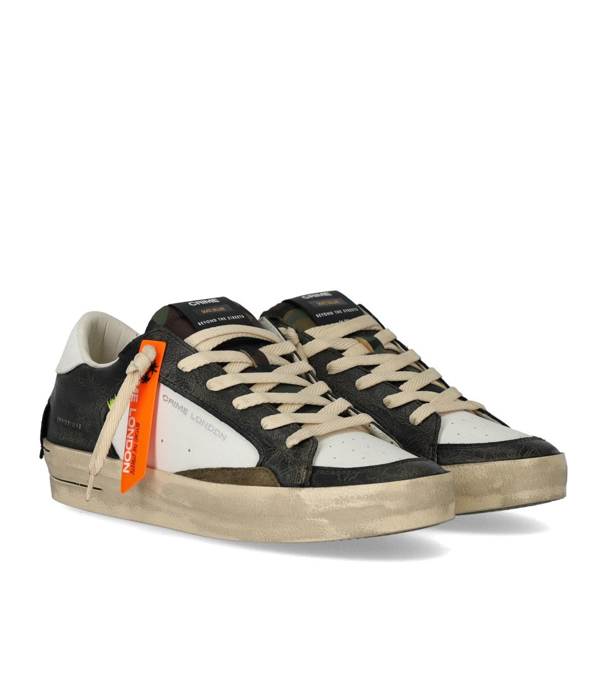 CRIME LONDON SK8 DELUXE WHITE AND BLACK SNEAKER