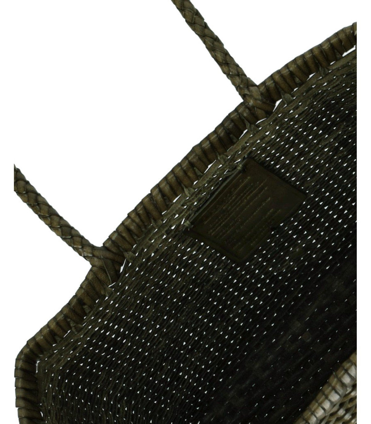 DRAGON DIFFUSION B.WEAVE SMALL KHAKI BASKET BAG