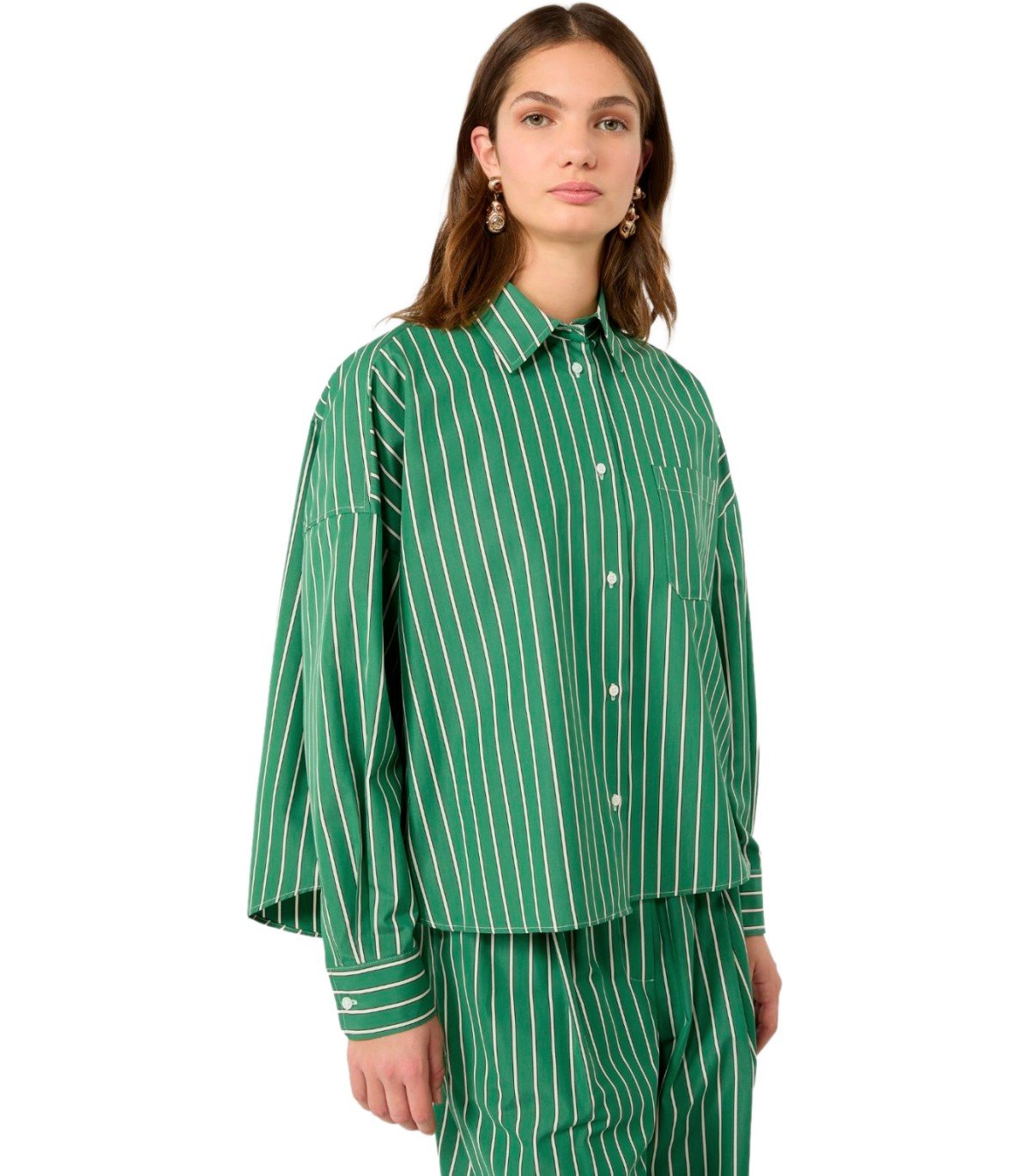 CAMICIA ONORE A RIGHE BIANCO VERDE MAX MARA WEEKEND