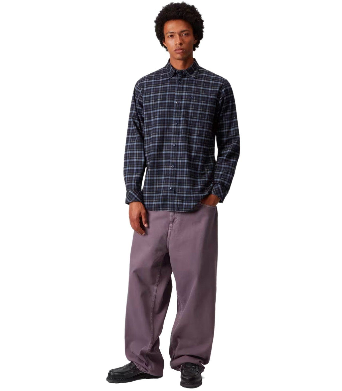 CARHARTT WIP L/S WIDMARK CHECK BLUE SHIRT