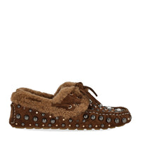 VELOUR LOAFER WITH STUDS CAMEL STRATEGIA - 36
