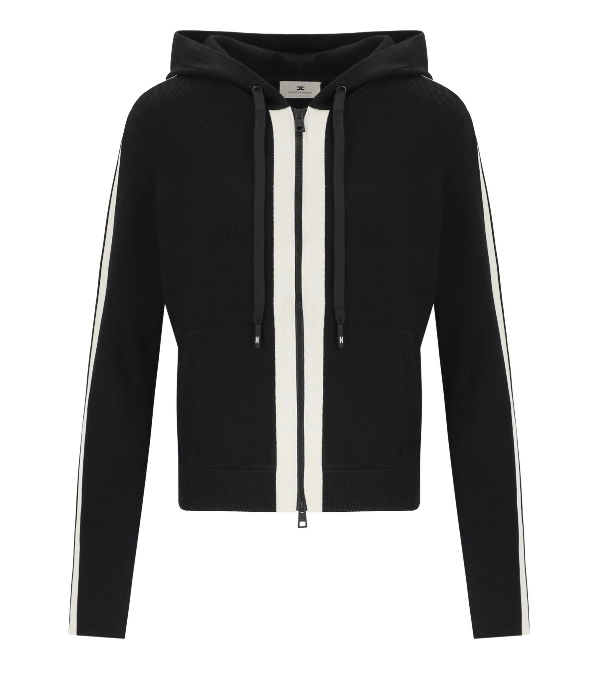 SCHWARZER REISSVERSCHLUSS-SWEATER ELISABETTA FRANCHI