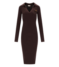 BROWN KNIT MIDI DRESS ELISABETTA FRANCHI - 38