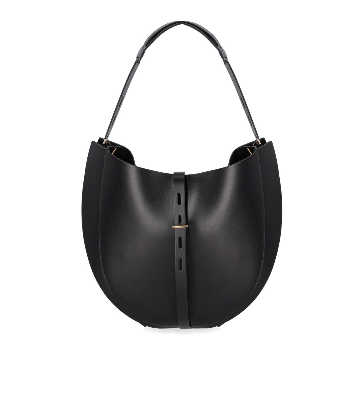 LIZ BLACK LEATHER SHOULDER BAG MINOBOSSI