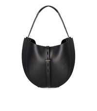 LIZ BLACK LEATHER SHOULDER BAG MINOBOSSI