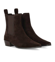 VELOUR SUEDE ANKLE BOOT IN BROWN STRATEGIA