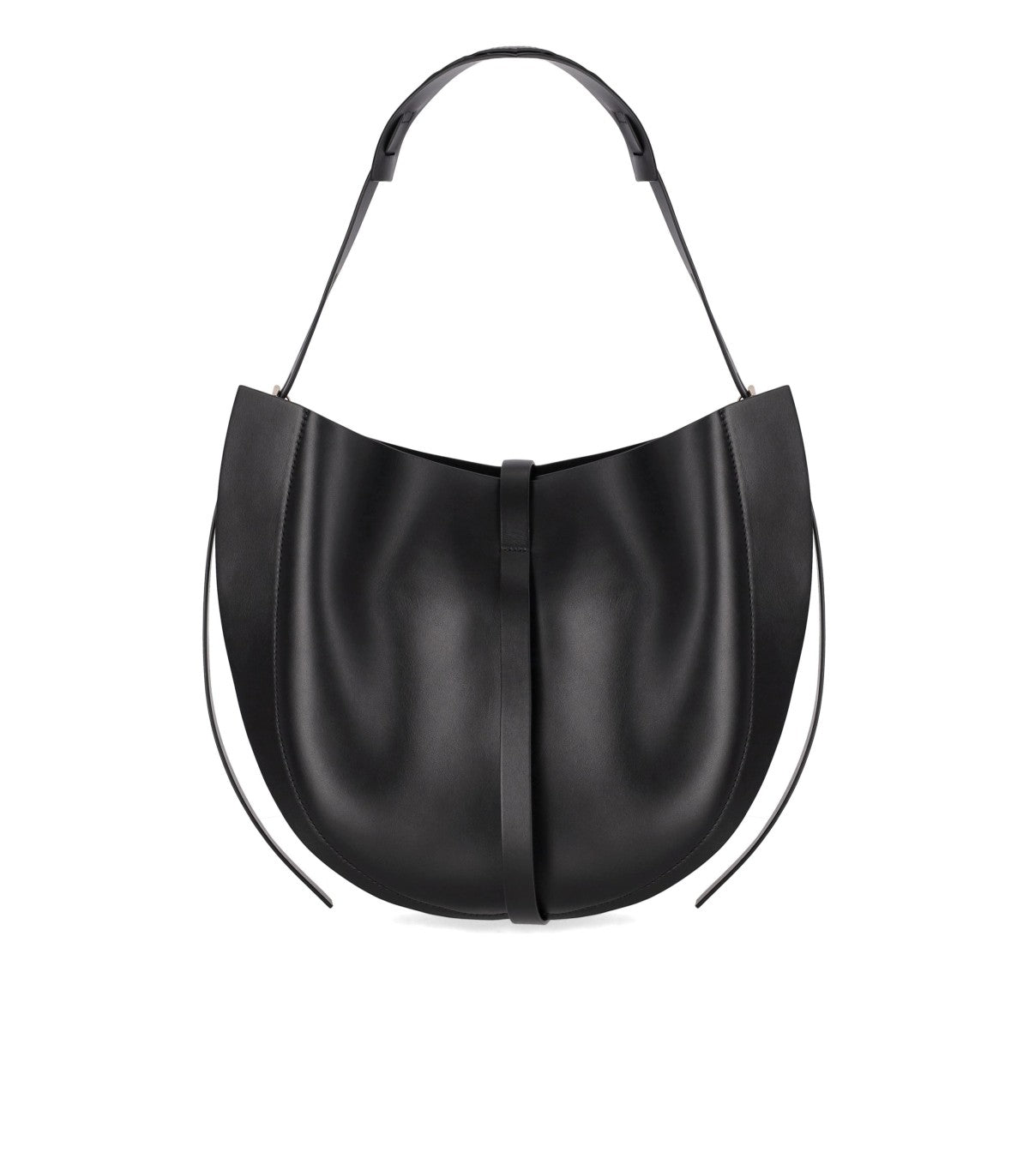 LIZ BLACK LEATHER SHOULDER BAG MINOBOSSI