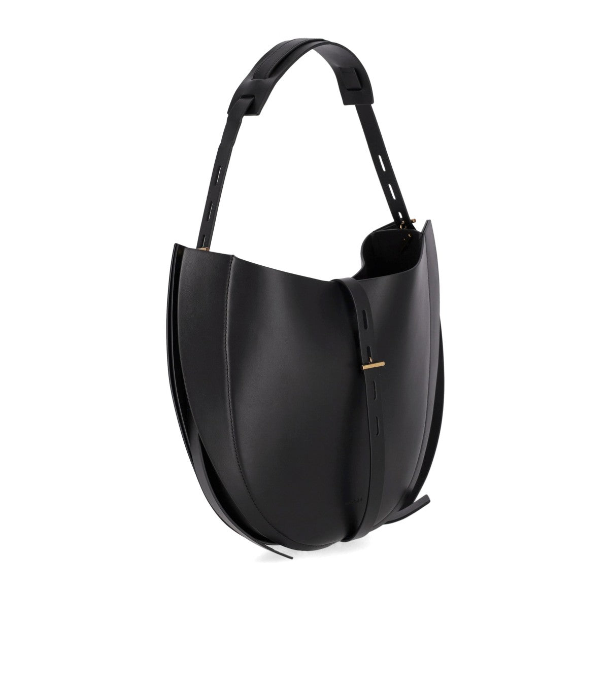 LIZ BLACK LEATHER SHOULDER BAG MINOBOSSI
