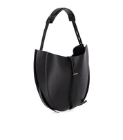 LIZ BLACK LEATHER SHOULDER BAG MINOBOSSI
