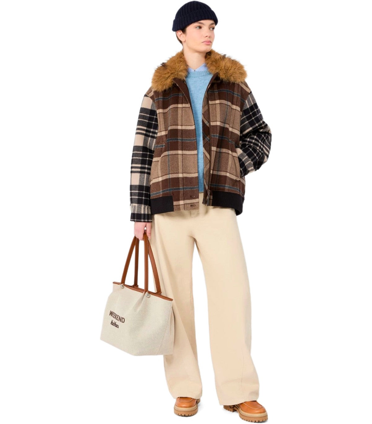 JACKET DIVINA IN WOOL CHECK BROWN MAX MARA WEEKEND