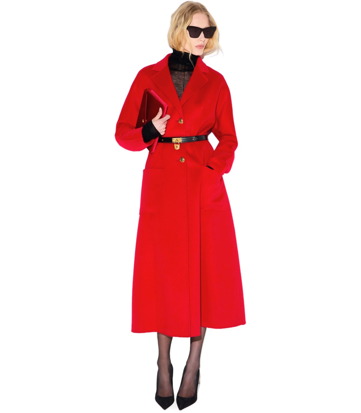 BELTED COAT RED ELISABETTA FRANCHI