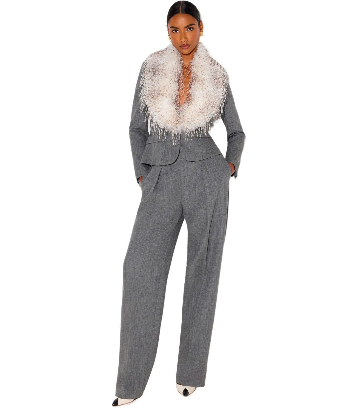 WOOL BLAZER GREY ELISABETTA FRANCHI