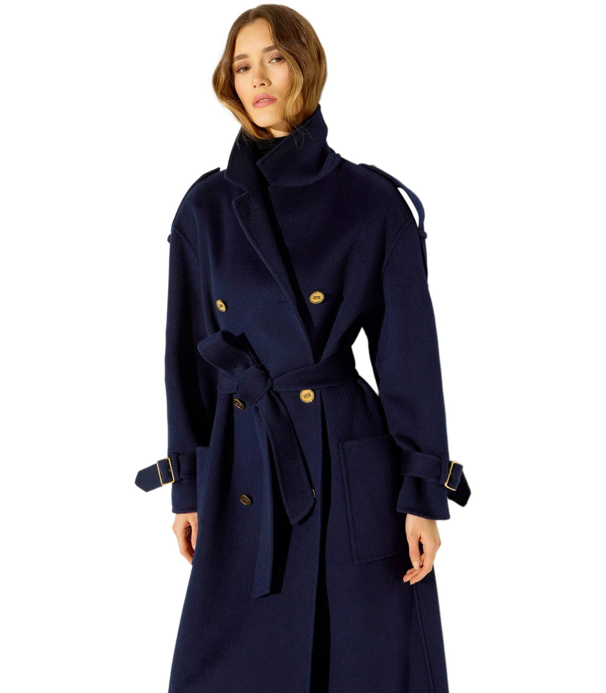 BELTED COAT MIDNIGHT BLUE ELISABETTA FRANCHI