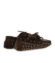 STRATEGIA VELOUR BROWN STUDDED LOAFER