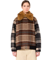JACKET DIVINA IN WOOL CHECK BROWN MAX MARA WEEKEND