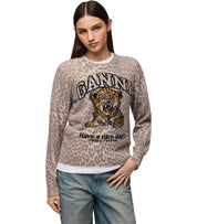 GANNI RUNDHALS-PULLOVER MIT ANIMALIER-MUSTER