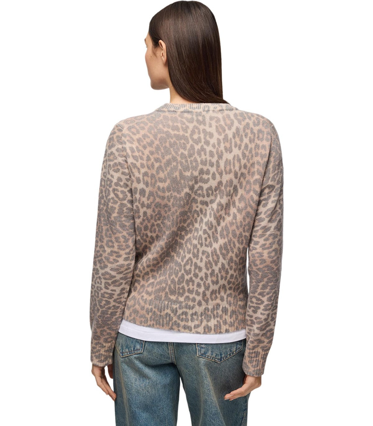 GANNI RUNDHALS-PULLOVER MIT ANIMALIER-MUSTER