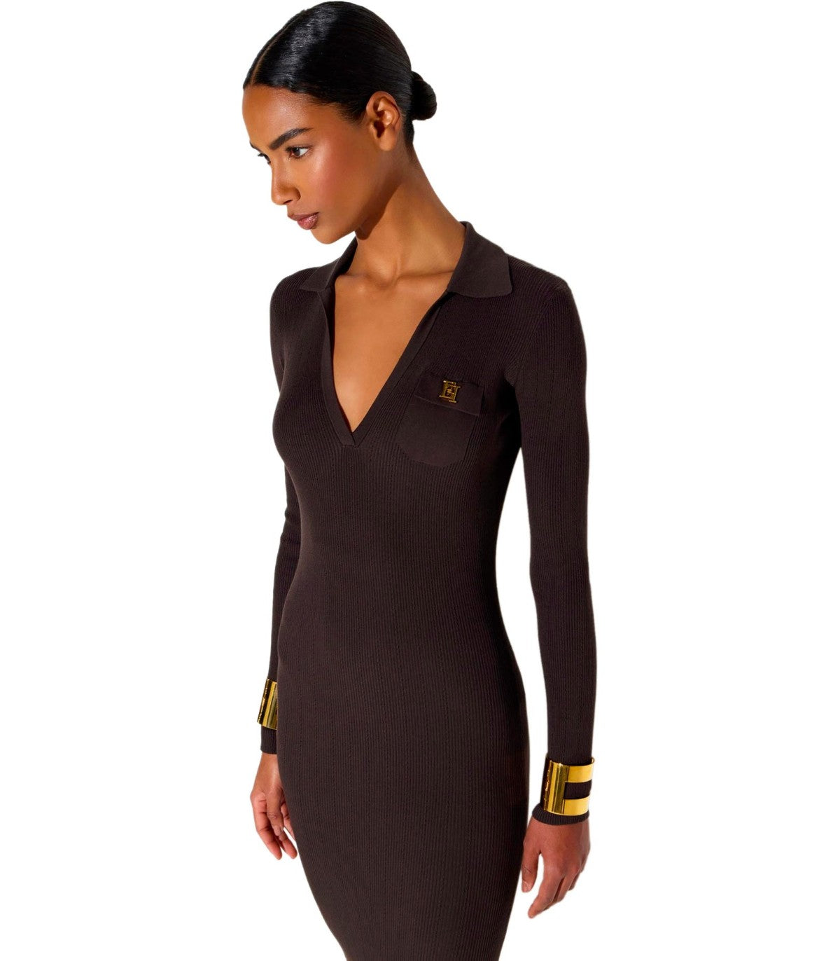MIDI-STRICKKLEID IN BRAUN VON ELISABETTA FRANCHI