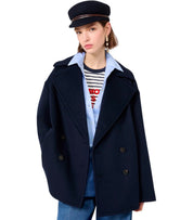 DOUBLE-BREASTED PEA COAT ALPE BLUE MAX MARA WEEKEND