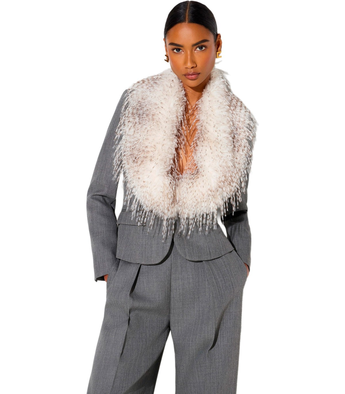 WOOL BLAZER GREY ELISABETTA FRANCHI