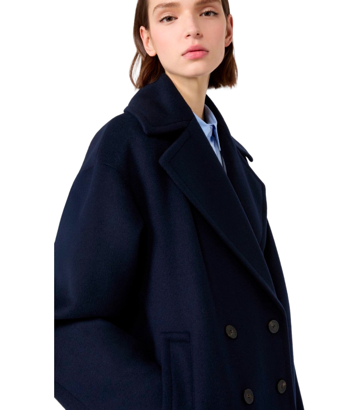 DOUBLE-BREASTED PEA COAT ALPE BLUE MAX MARA WEEKEND
