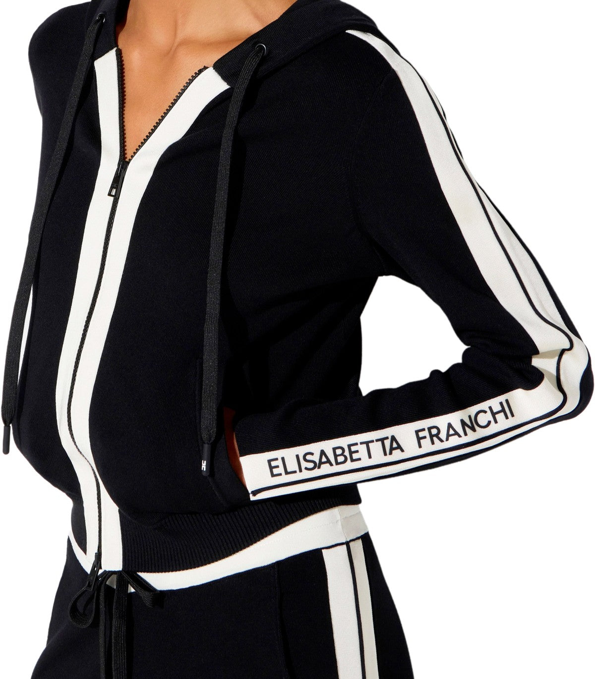 SCHWARZER REISSVERSCHLUSS-SWEATER ELISABETTA FRANCHI