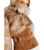 FAUX FUR BUSTIER BEIGE ELISABETTA FRANCHI