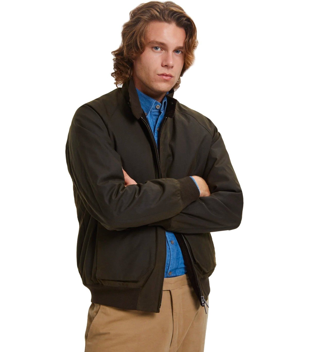 BOMBER G9 WAXED POCKET VERDE MILITARE BARACUTA